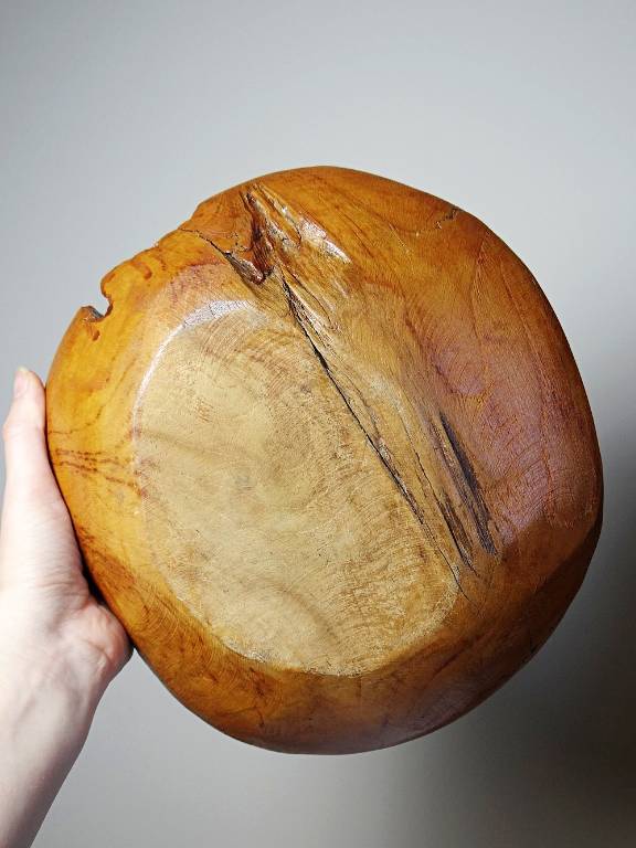 Grand bol à noix ou vide poche vintage en bois de Teck Italie années 60-70 | Puces Privées