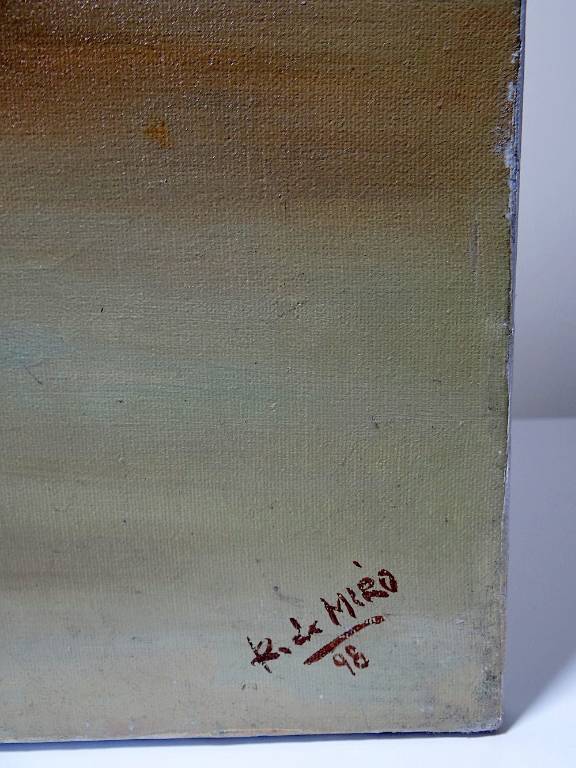 Grand tableau huile sur toile vintage nu De Miro | Puces Privées