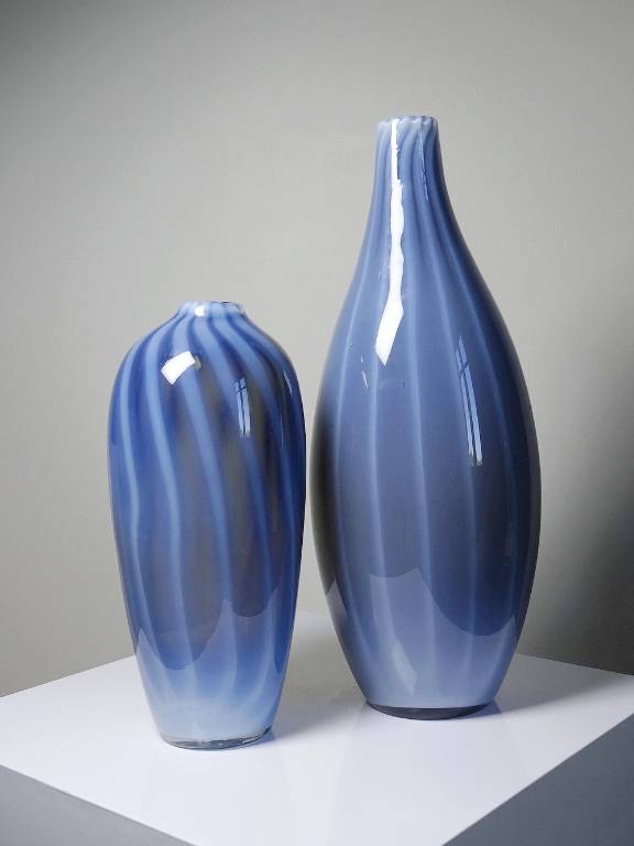 Vase vintage verre fumé doublé d'opaline bulle de savon Murano | Puces Privées