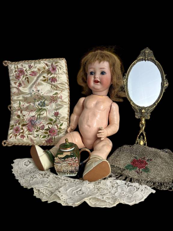 POUPÉE ANCIENNE TETE EN PORCELAINE - ALLEMANDE .EPOQUE 1900-1920. N°3421 | Puces Privées