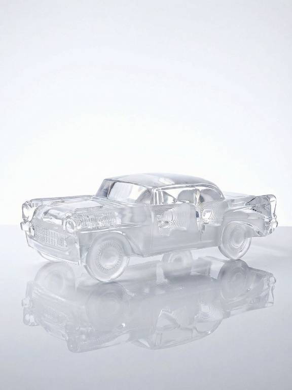 Presse papier vintage grosse voiture Chevrolet Bel Air 1957 en cristal | Puces Privées