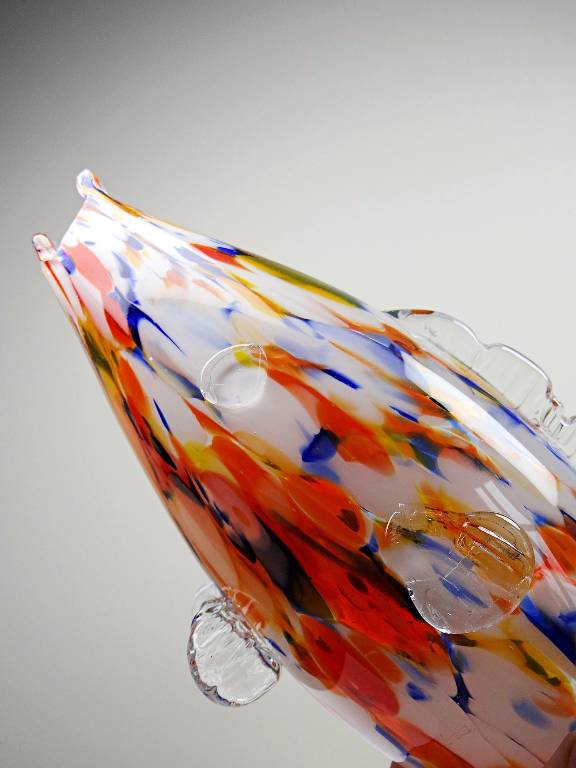 Gros poisson décoratif verre soufflé moucheté de Murano vintage | Puces Privées