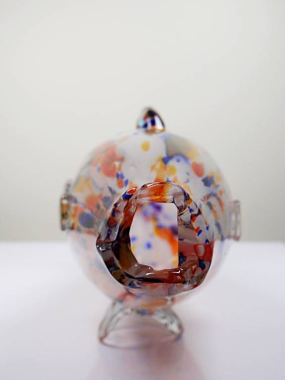 Gros poisson décoratif verre soufflé moucheté de Murano vintage | Puces Privées