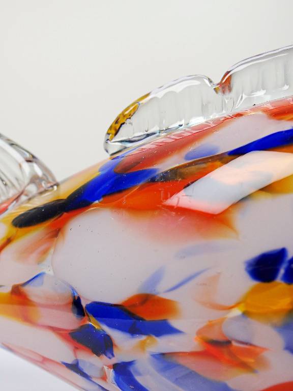 Gros poisson décoratif verre soufflé moucheté de Murano vintage | Puces Privées