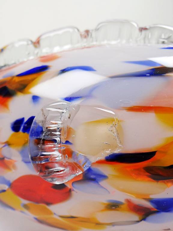 Gros poisson décoratif verre soufflé moucheté de Murano vintage | Puces Privées