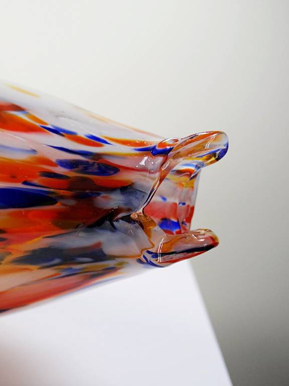 Gros poisson décoratif verre soufflé moucheté de Murano vintage | Puces Privées