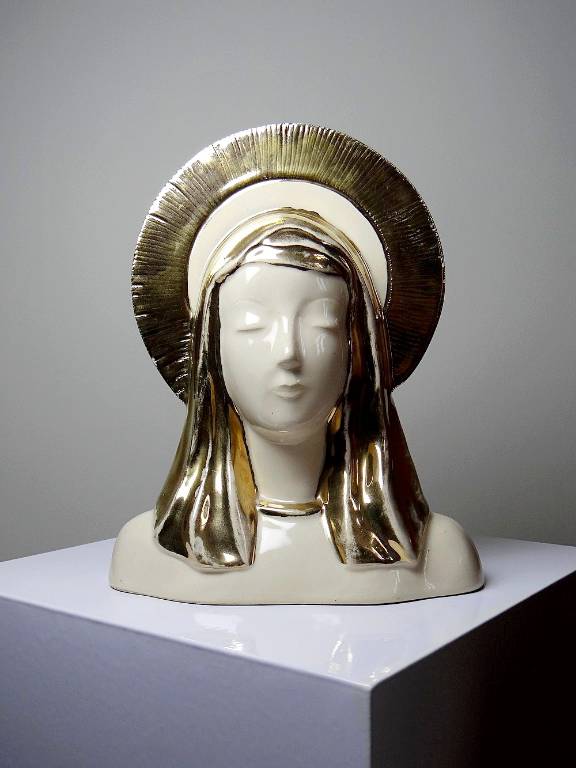 Buste Vierge auréolée céramique émaillée artisanat vintage/ancien | Puces Privées