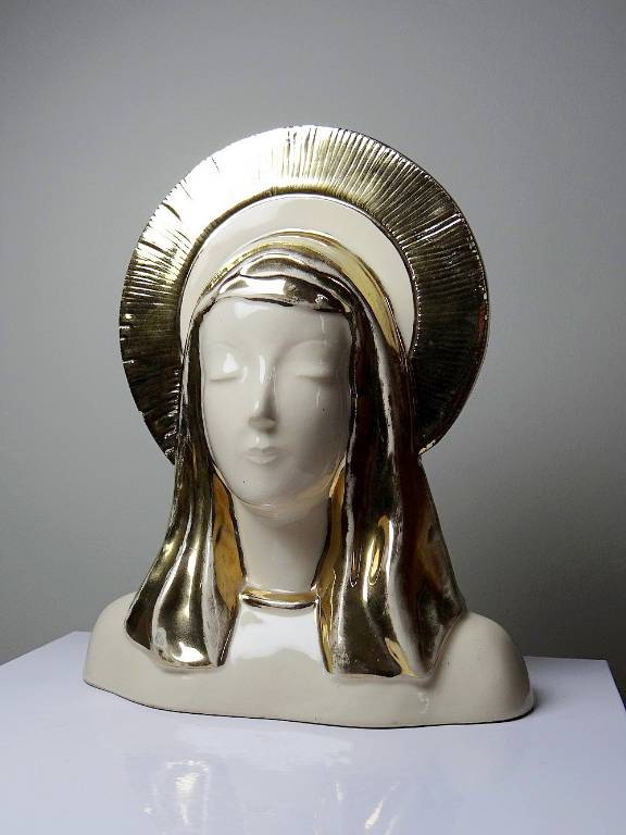 Buste Vierge auréolée céramique émaillée artisanat vintage/ancien | Puces Privées