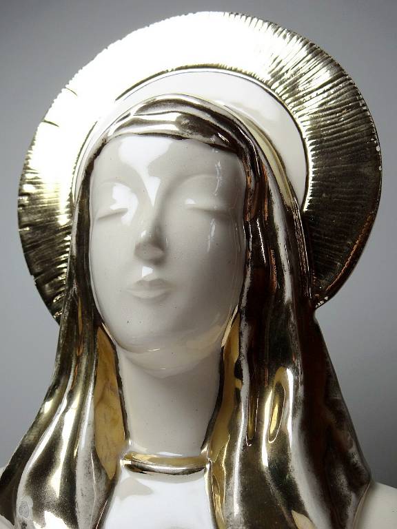 Buste Vierge auréolée céramique émaillée artisanat vintage/ancien | Puces Privées