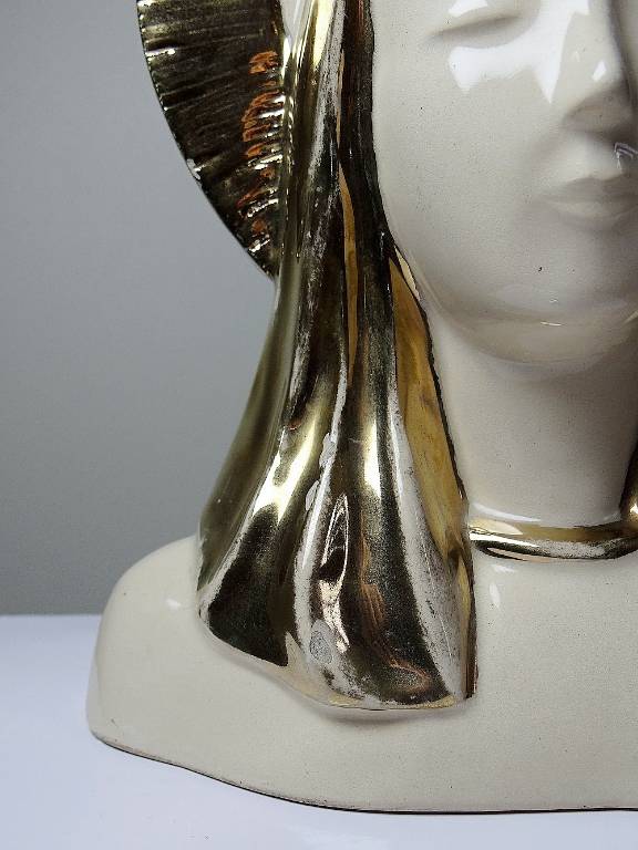 Buste Vierge auréolée céramique émaillée artisanat vintage/ancien | Puces Privées