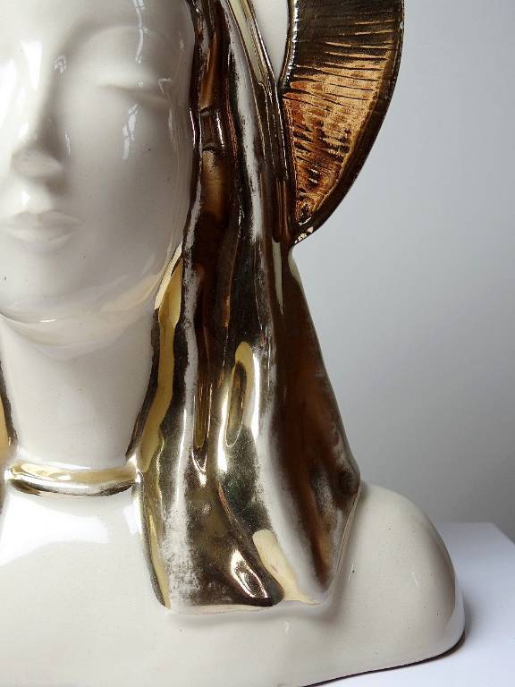 Buste Vierge auréolée céramique émaillée artisanat vintage/ancien | Puces Privées