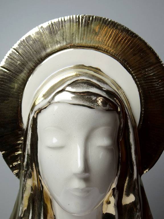 Buste Vierge auréolée céramique émaillée artisanat vintage/ancien | Puces Privées