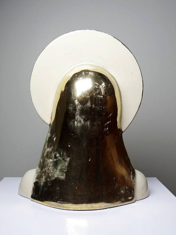 Buste Vierge auréolée céramique émaillée artisanat vintage/ancien | Puces Privées