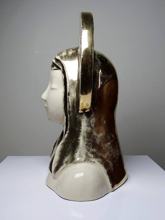 Buste Vierge auréolée céramique émaillée artisanat vintage/ancien | Puces Privées