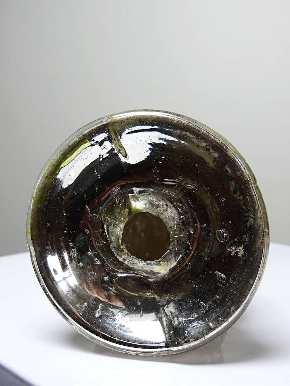 Ancienne petite vierge en verre églomisée polychrome XIXe | Puces Privées