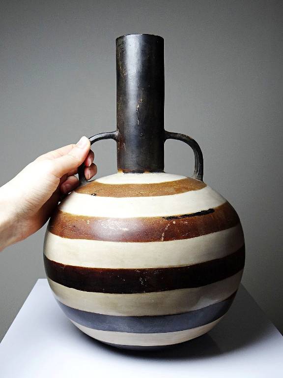 Grosse potiche, Chulucanas en céramique fine artisanale Pérou vintage | Puces Privées