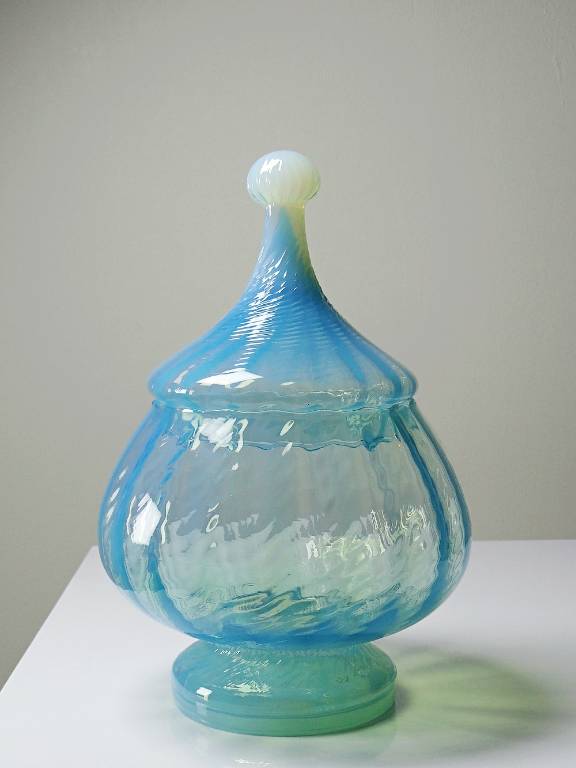 Grosse bonbonnière Empoli opaline de Toscane Romantica Stelvia | Puces Privées