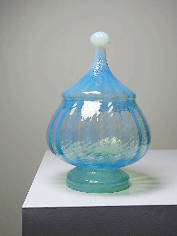 Grosse bonbonnière Empoli opaline de Toscane Romantica Stelvia | Puces Privées