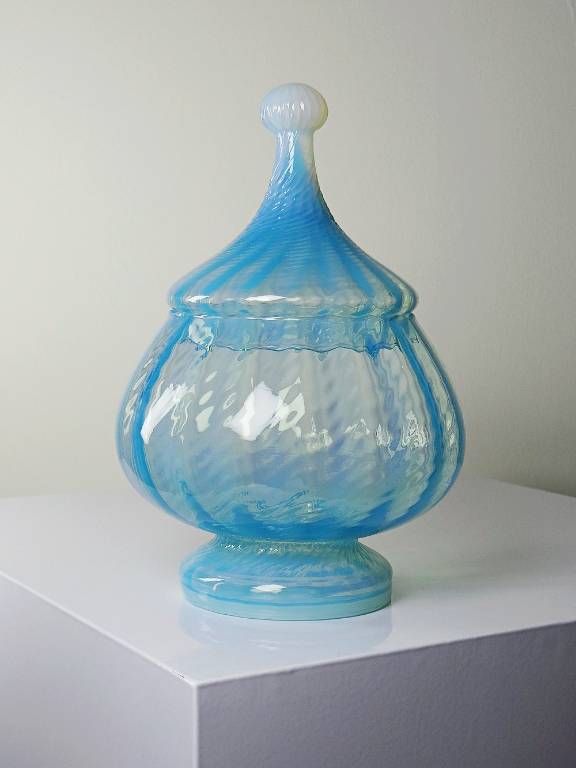 Grosse bonbonnière Empoli opaline de Toscane Romantica Stelvia | Puces Privées