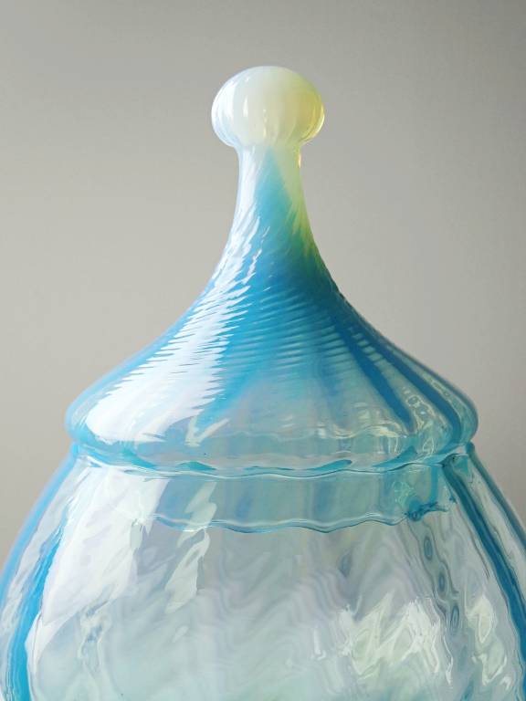 Grosse bonbonnière Empoli opaline de Toscane Romantica Stelvia | Puces Privées
