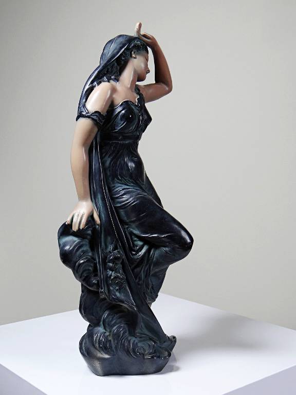 Grande statuette platre ou composite vintage/ancienne façon bronze art nouveau | Puces Privées