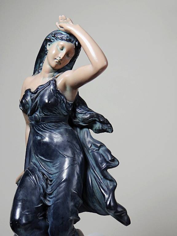 Grande statuette platre ou composite vintage/ancienne façon bronze art nouveau | Puces Privées