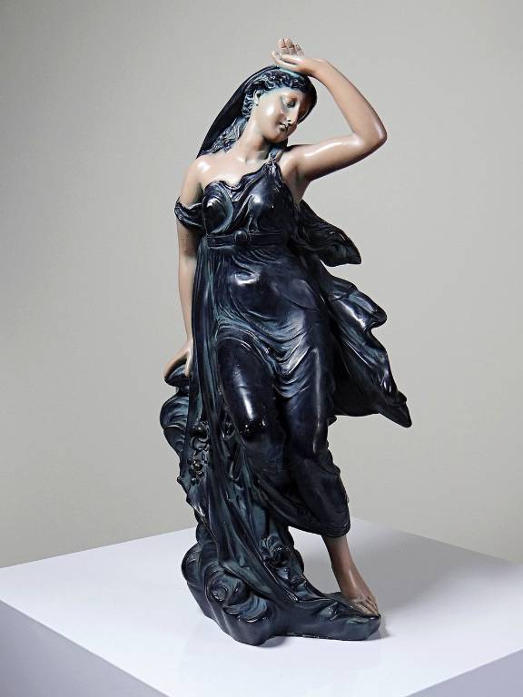 Grande statuette platre ou composite vintage/ancienne façon bronze art nouveau | Puces Privées