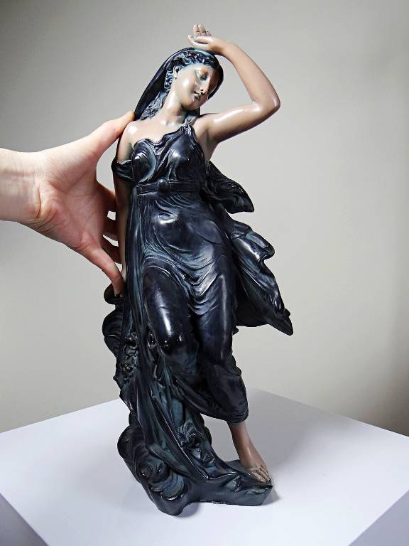 Grande statuette platre ou composite vintage/ancienne façon bronze art nouveau | Puces Privées