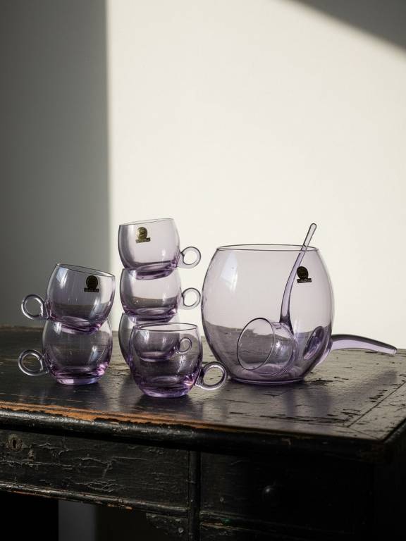 Service à sangria/punch vintage années 70 cristal Alexandrite 