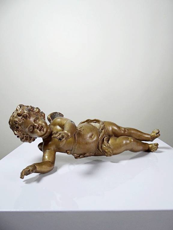 Petit angelot, putto en bronze doré ancien élément décoratif XIXe | Puces Privées