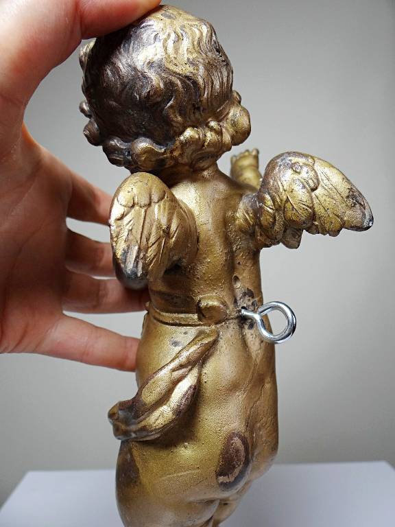 Petit angelot, putto en bronze doré ancien élément décoratif XIXe | Puces Privées