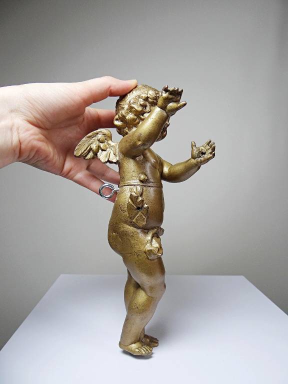 Petit angelot, putto en bronze doré ancien élément décoratif XIXe | Puces Privées