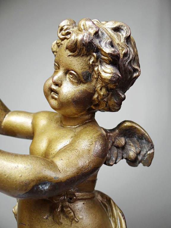 Petit angelot, putto en bronze doré ancien élément décoratif XIXe | Puces Privées