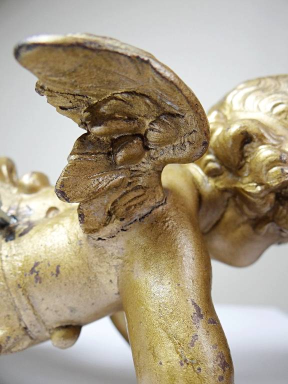 Petit angelot, putto en bronze doré ancien élément décoratif XIXe | Puces Privées