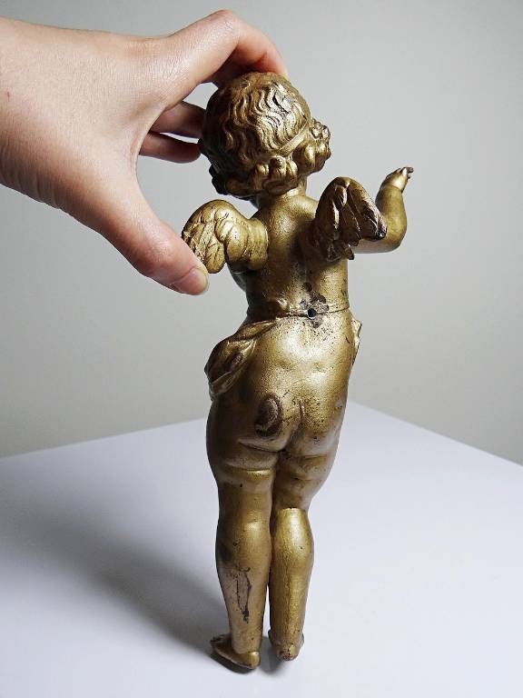 Petit angelot, putto en bronze doré ancien élément décoratif XIXe | Puces Privées