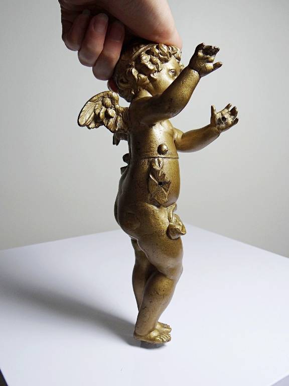 Petit angelot, putto en bronze doré ancien élément décoratif XIXe | Puces Privées
