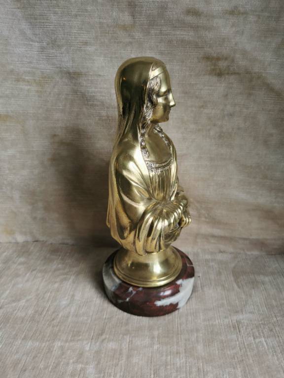 No - 585 - Sculpture en bronze doré , La Joconde ou Mona Lisa  début XXème | Puces Privées
