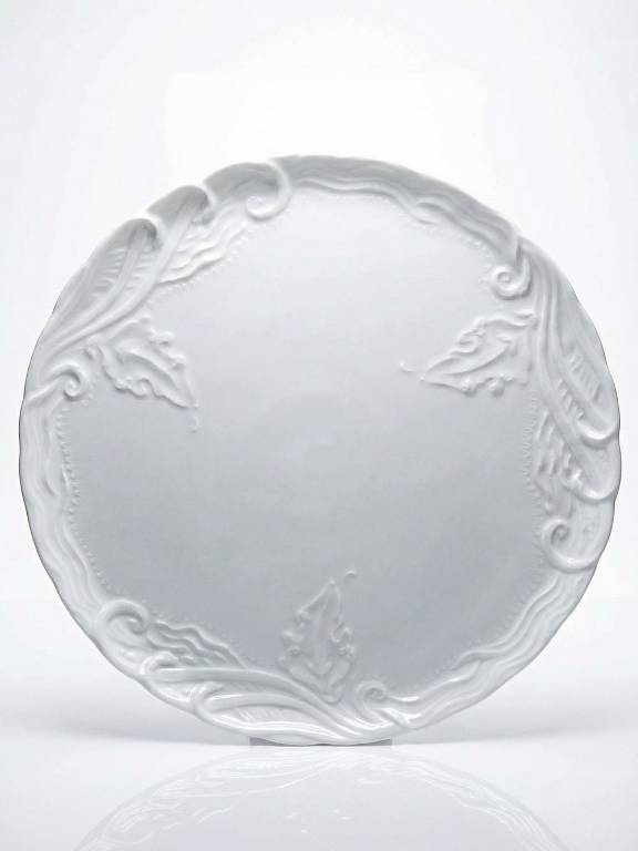 Grand plat à tarte vintage/ancien porcelaine fine de Limoges blanche | Puces Privées