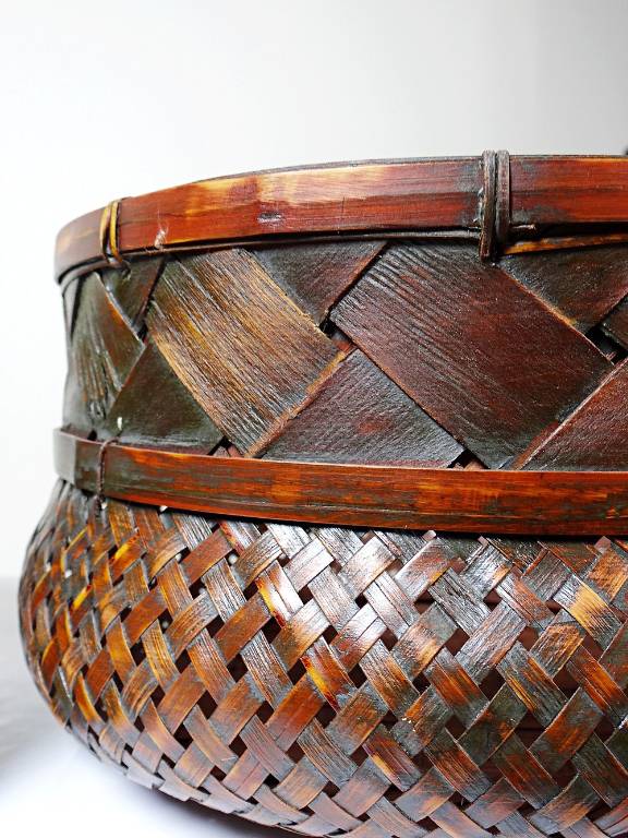 Duo de panières en bambou tressé Japonaises artisanales gigognes vintages | Puces Privées