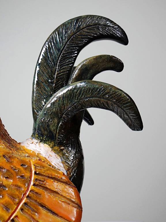 Petit coq décoratif en céramique émaillé artisanale art populaire | Puces Privées