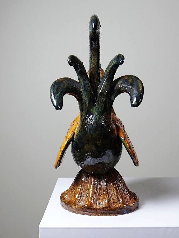 Petit coq décoratif en céramique émaillé artisanale art populaire | Puces Privées