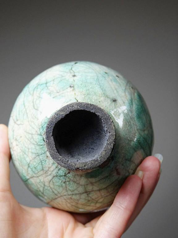 Trio de petits bols à pieds en raku artisanal vintages | Puces Privées