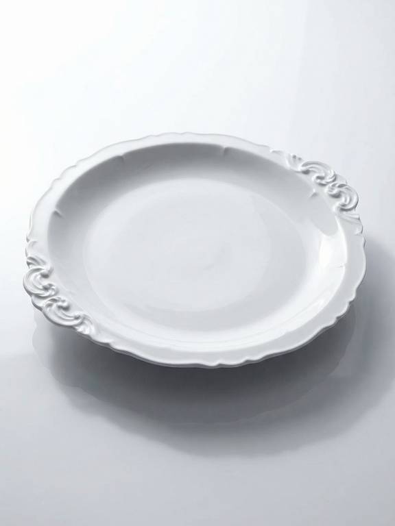 Grand plat de service porcelaine fine de Limoges blanche vintage/ancien | Puces Privées