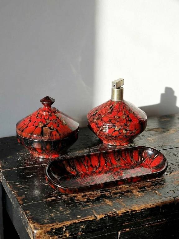 Ensemble vintage années 50-60 Vincenzo Nason Murano verre aventurine collection | Puces Privées