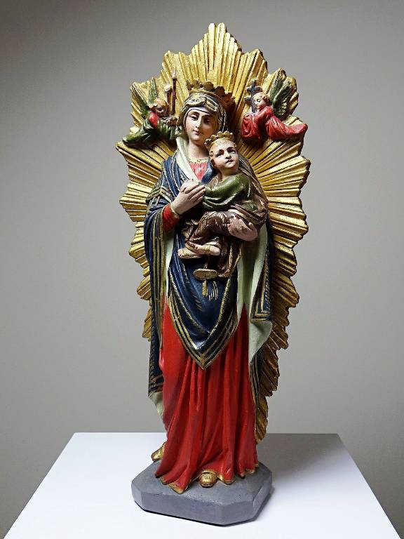 Statuette ancien Vierge ND du Secours Pertpétuel Carton Romain Raffl Paris | Puces Privées