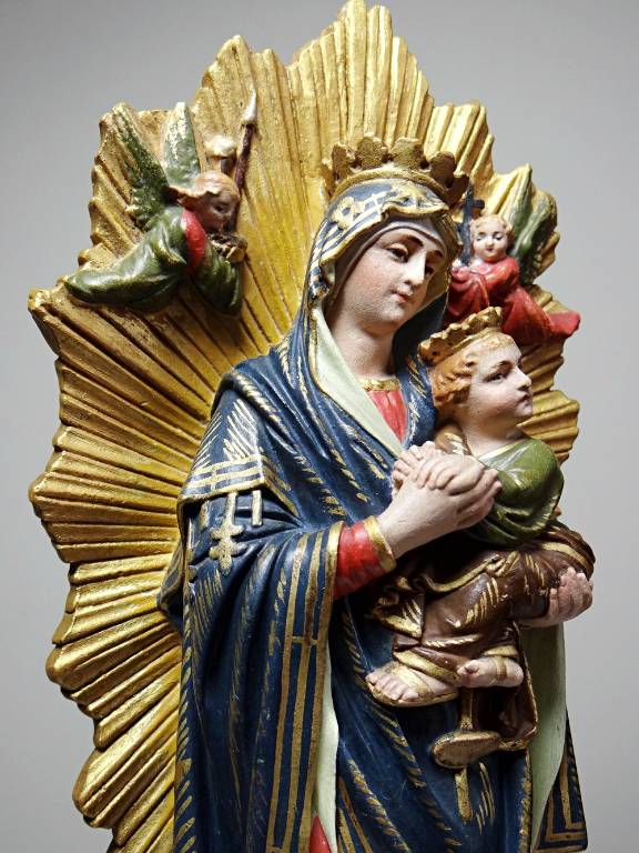 Statuette ancien Vierge ND du Secours Pertpétuel Carton Romain Raffl Paris | Puces Privées