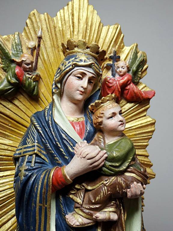 Statuette ancien Vierge ND du Secours Pertpétuel Carton Romain Raffl Paris | Puces Privées