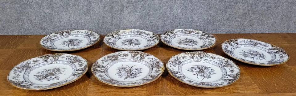 Ensemble de 6 assiettes plus 1 en porcelaine Anglaise époque début XXeme | Puces Privées