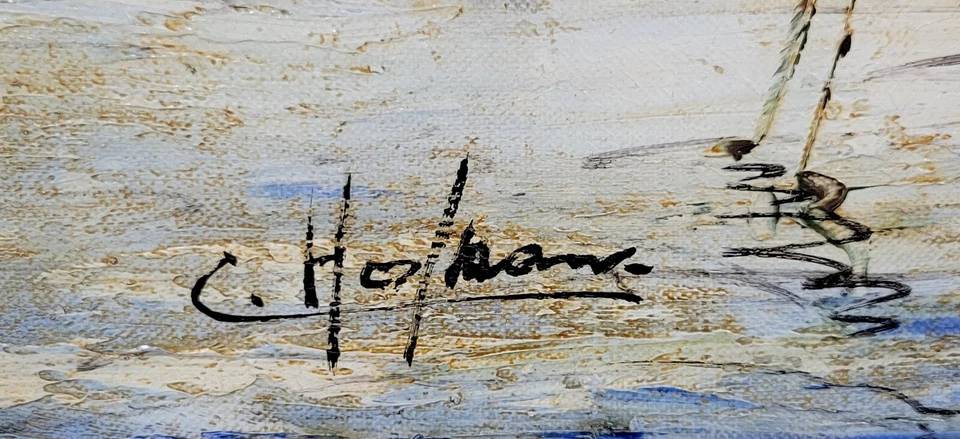 Tableau huile sur toile époque Art Déco vers 1920 | Puces Privées