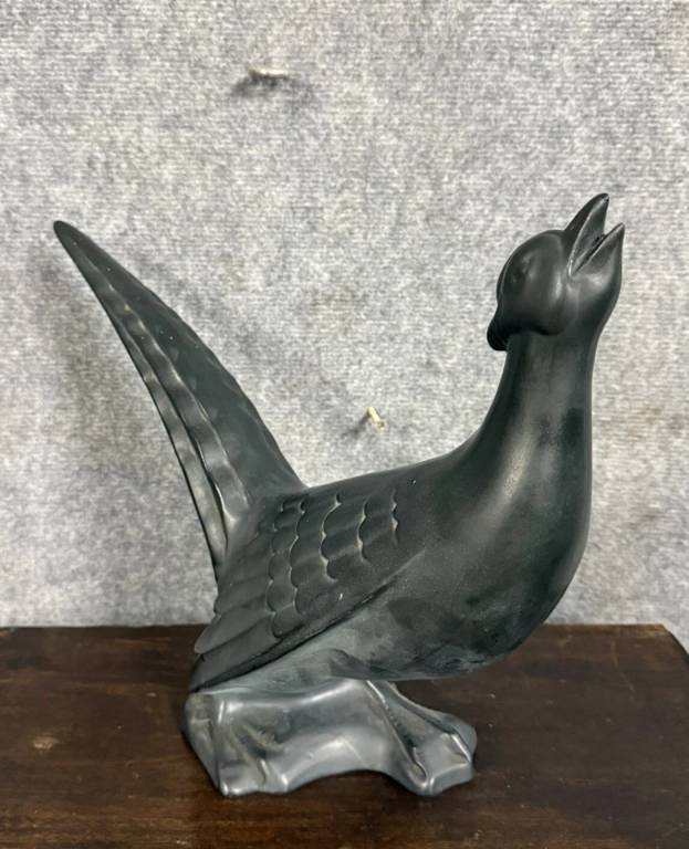 Céramique laquée noire époque Art Déco : oiseau signé Jean | Puces Privées